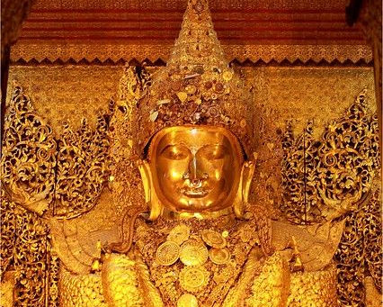 gold buddha burma thailand leaf statue