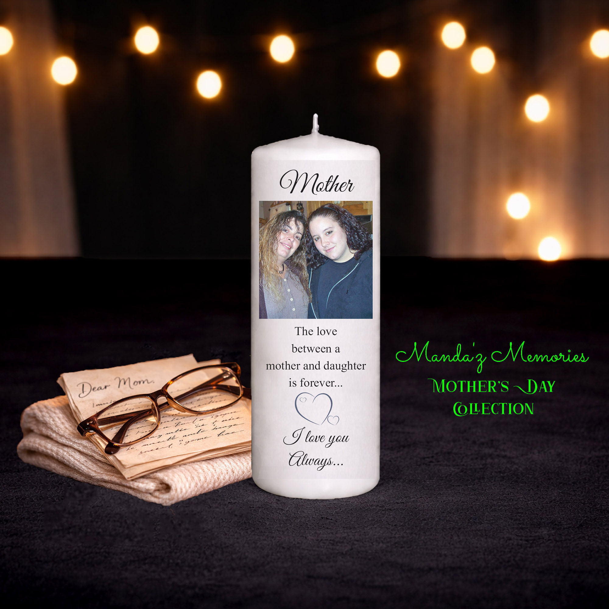 The Love Between personalized photo candle Mother's Day gift keepsake for mom remembrance love