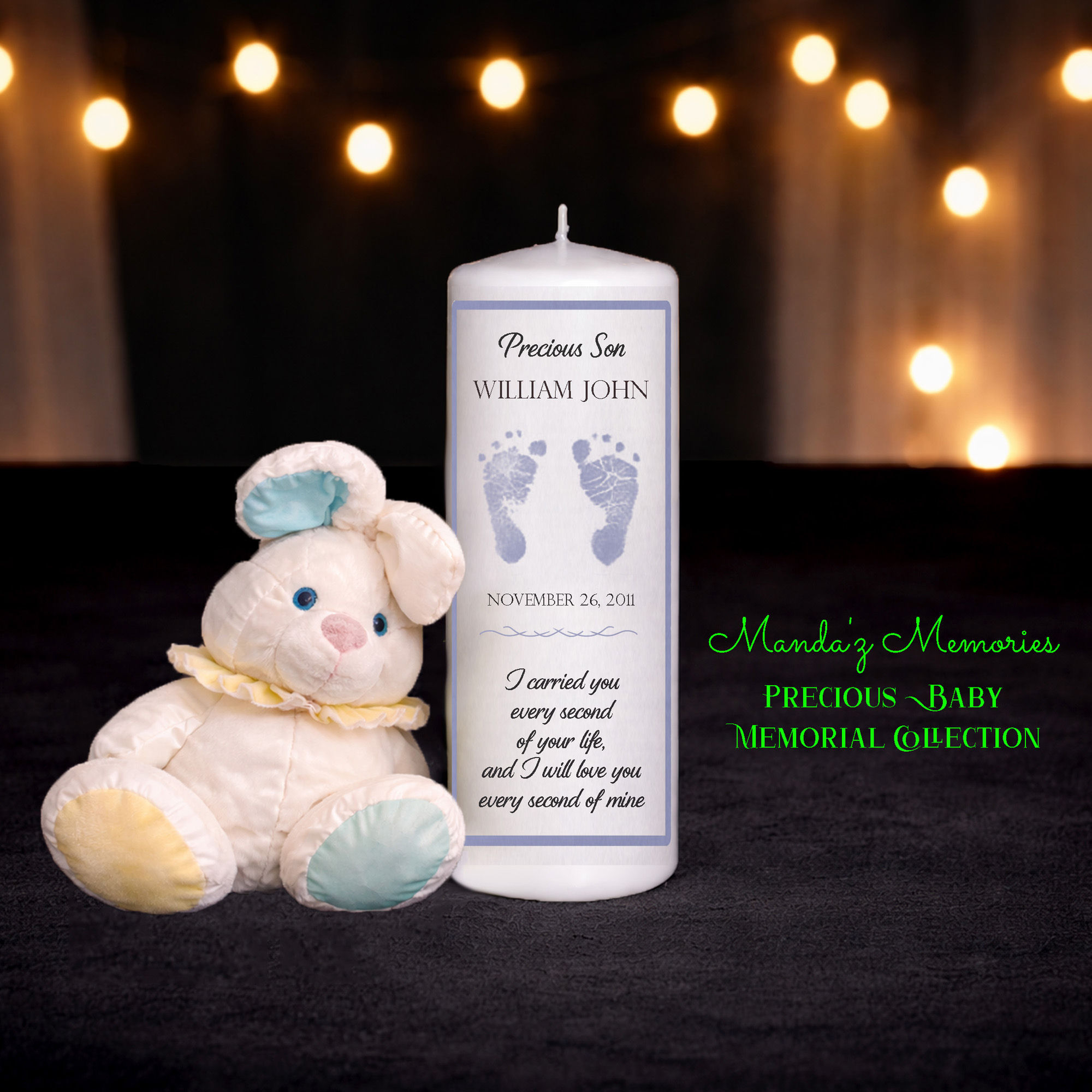 I Carried You Every Second (Boy) baby memorial personalized photo candle infant loss remembrance keepsake gift