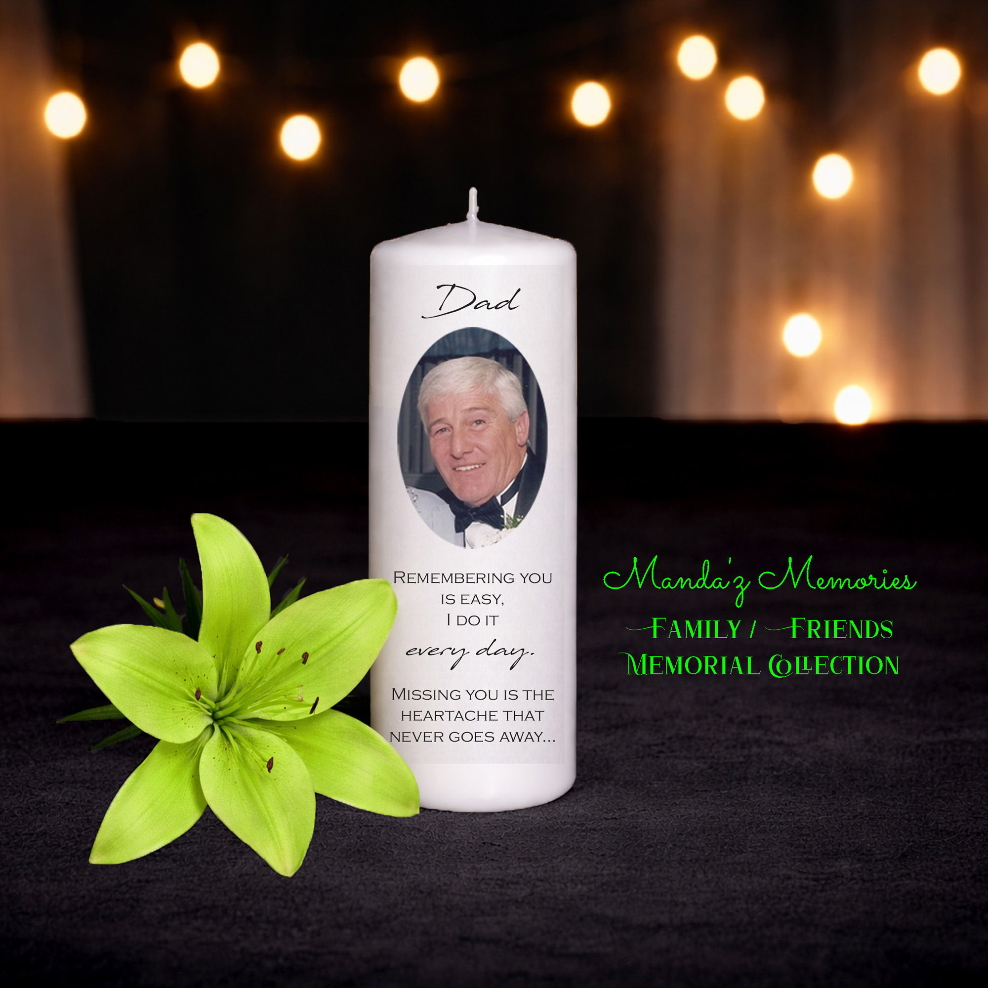 Remembering You Is Easy personalized memorial photo candle remembrance keepsake gift