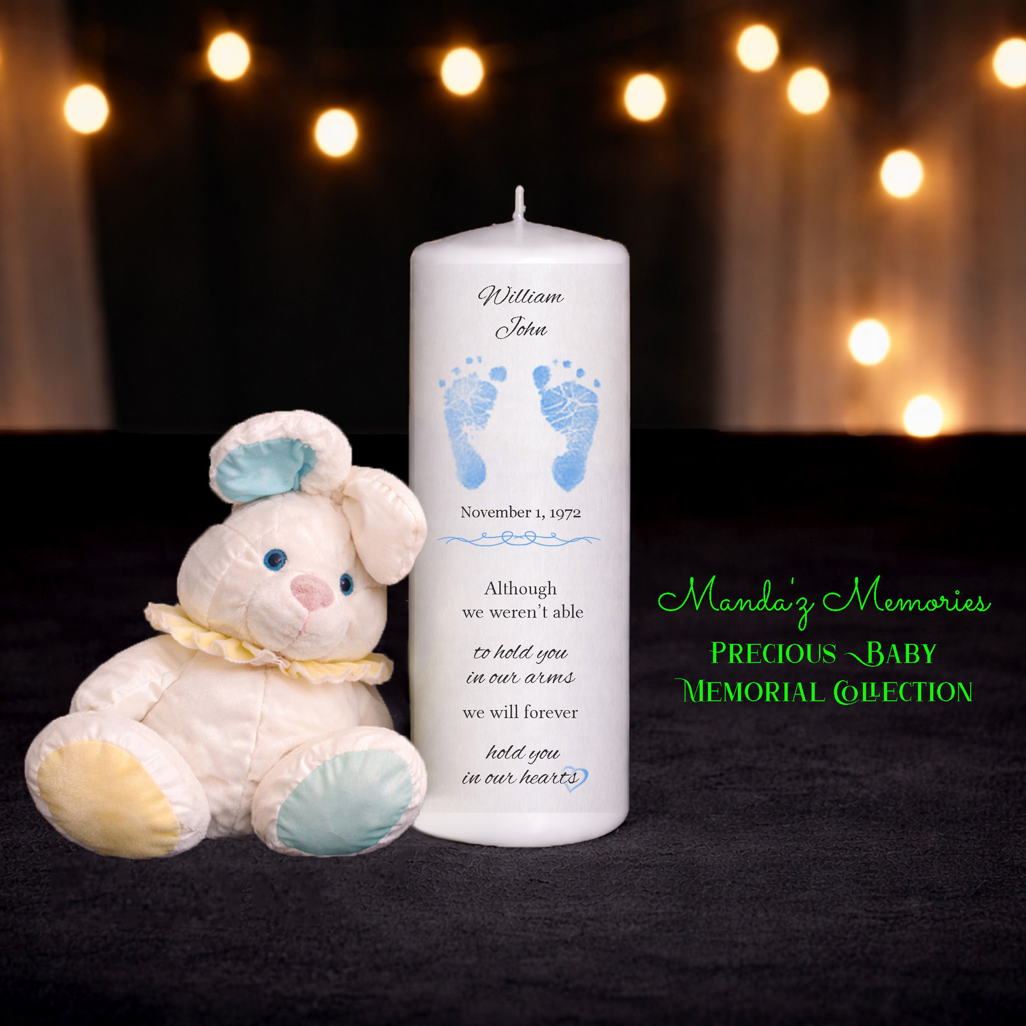 Although We Weren't Able To Hold You (Boy) baby memorial personalized photo candle infant loss remembrance keepsake gift