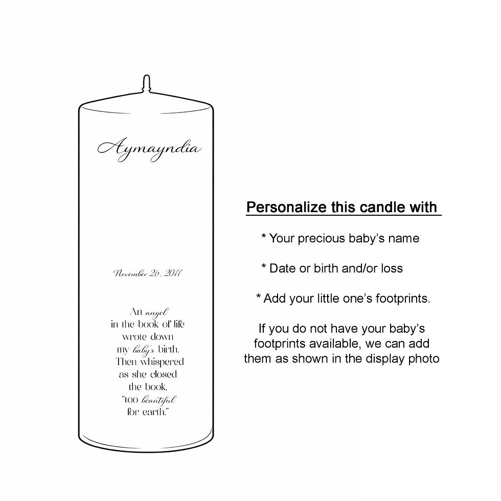 Thumbnail: Baby memorial candle design preview showing personalized photo and name layout