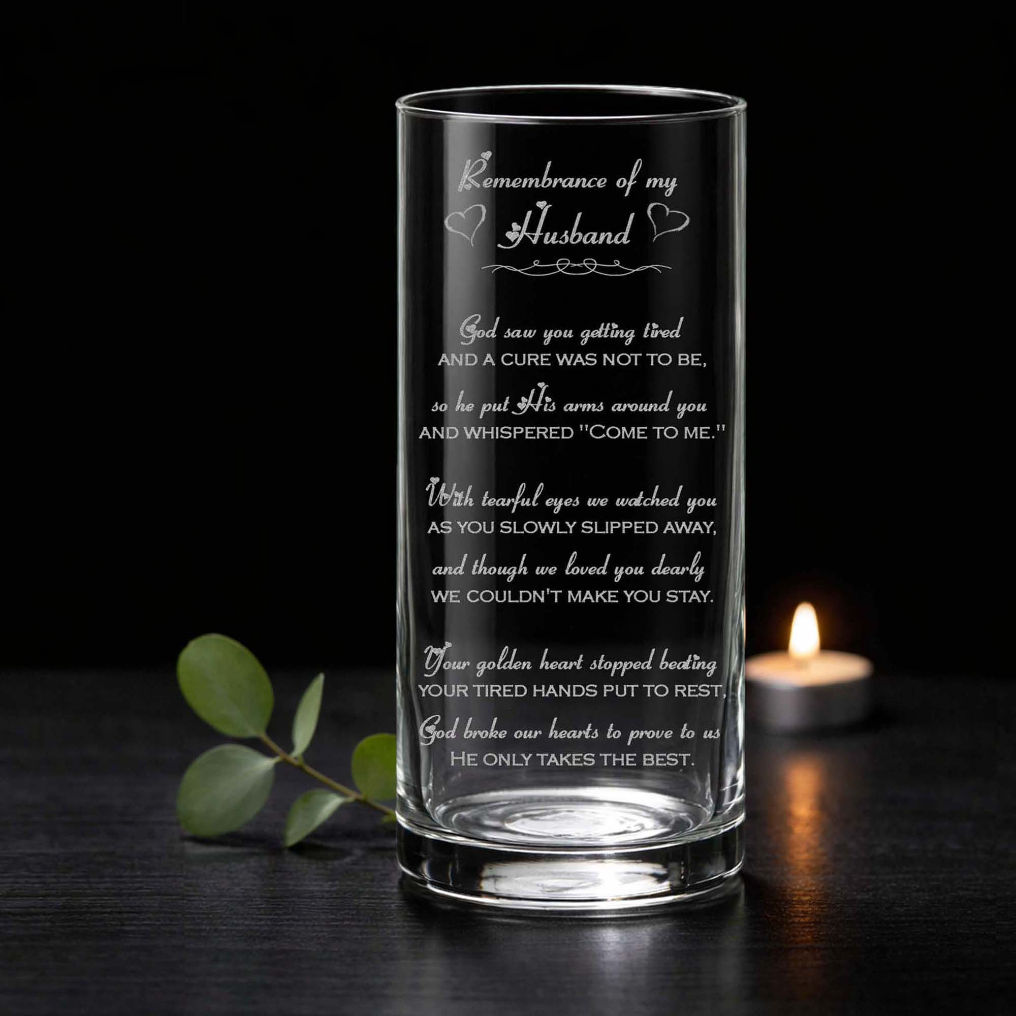 God Saw you Getting Tired Engraved Personalized Memorial Vase