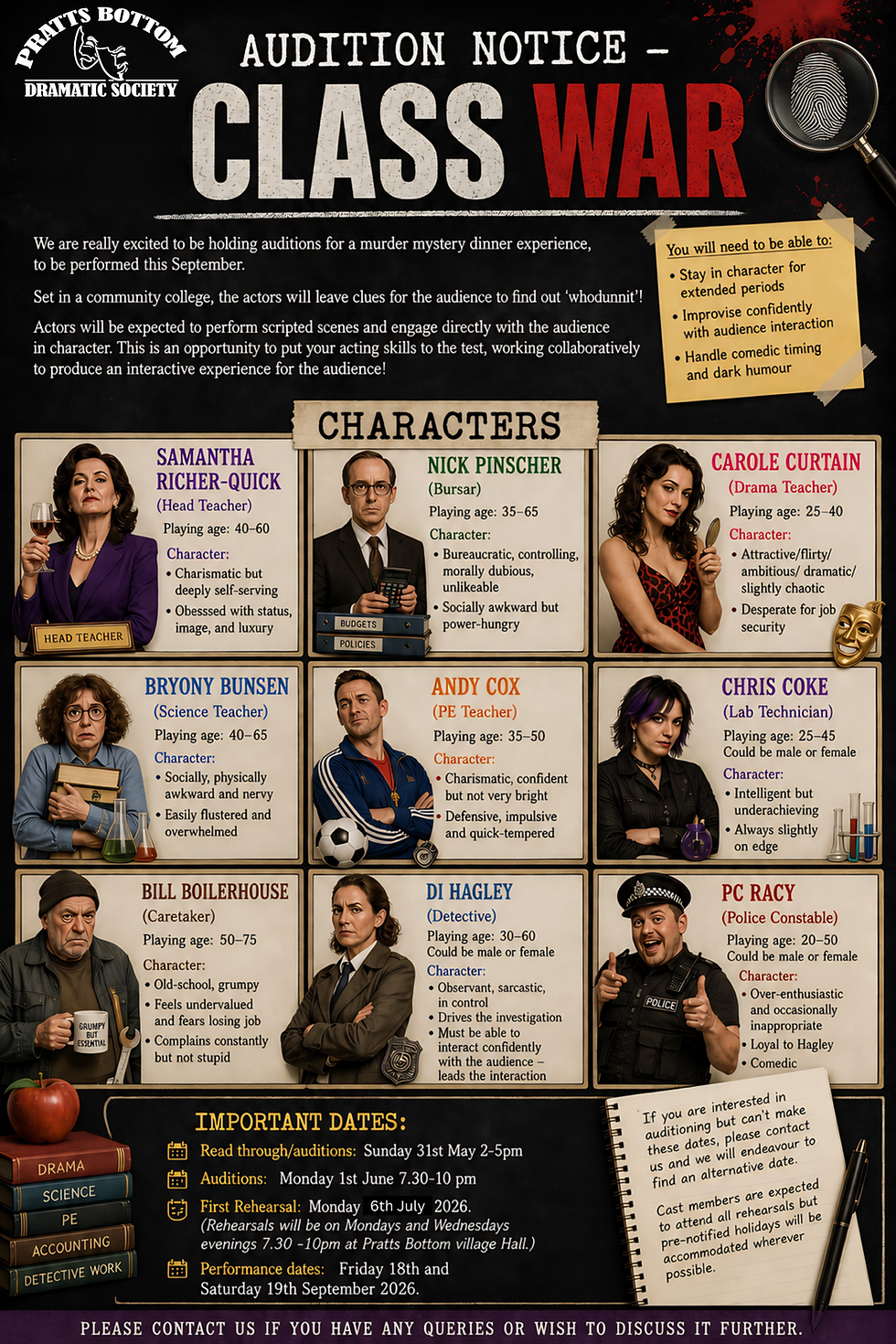  AUDITION NOTICE – CLASS WAR 