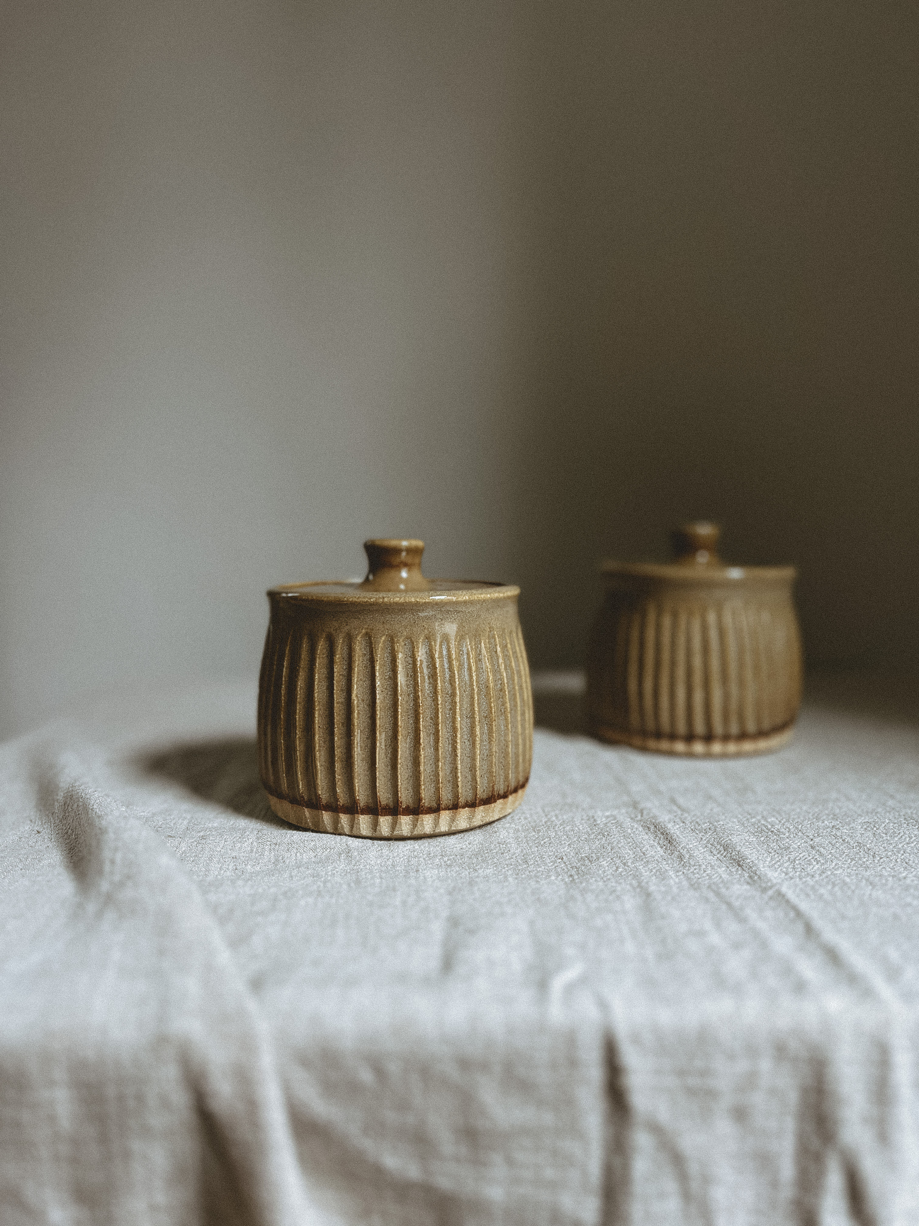 Fluted Salt Jar in Fawn