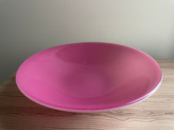 14" Pink & White Bowl - Top View