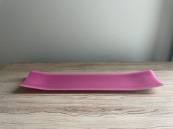 12"x4" Transparent Pink & White Plate - Side View