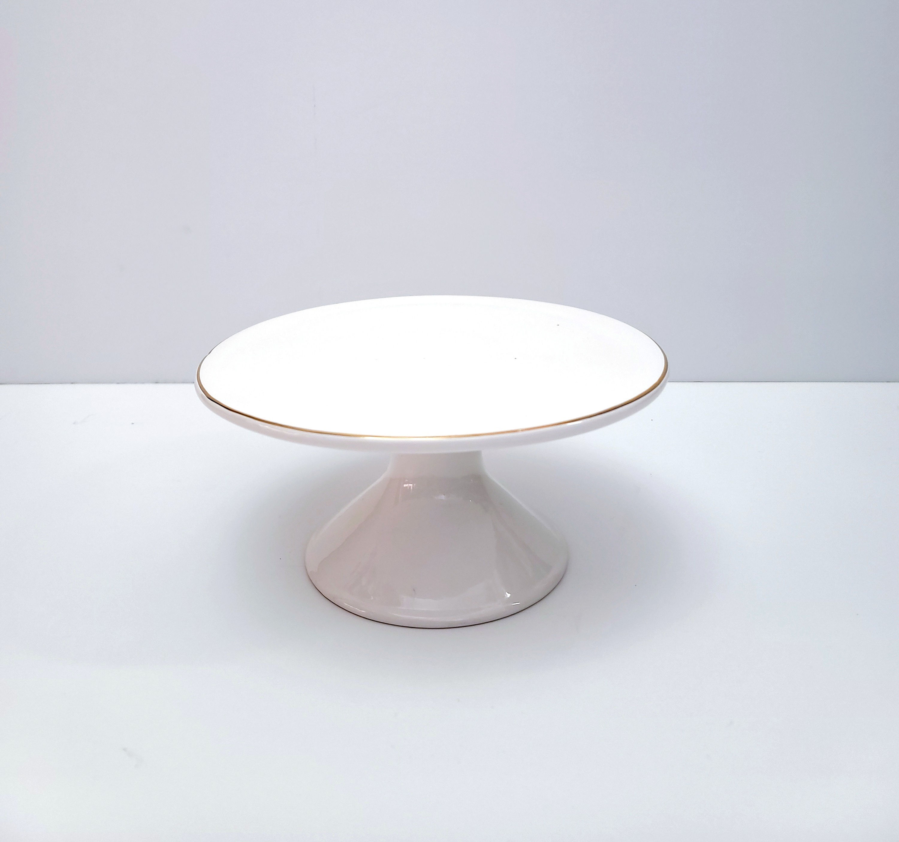 White Cake Stand with Gold Trim