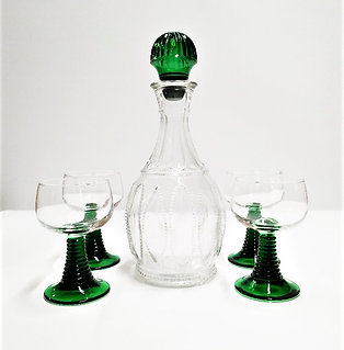 GW1240 Vintage Boho Decanter Set Emerald Green