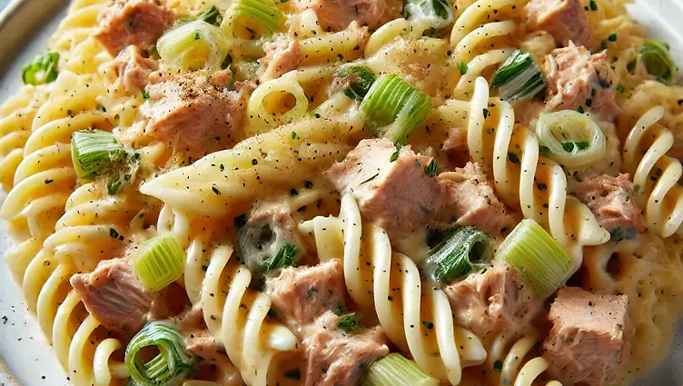 Creamy tuna leek pasta