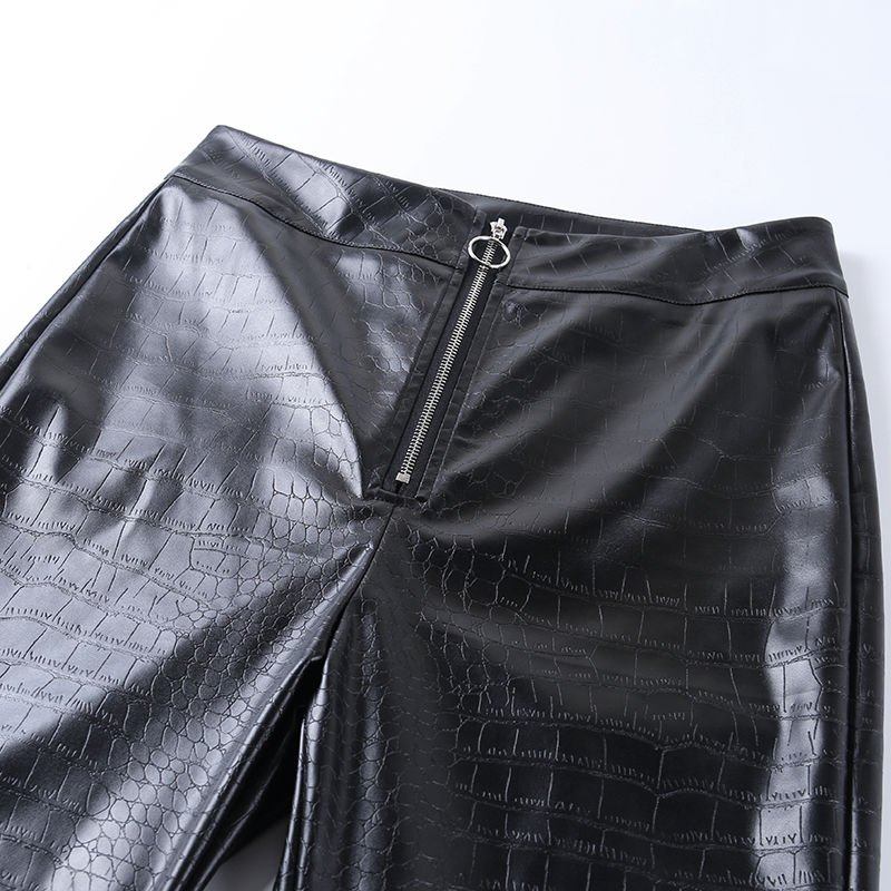 Miniatura: High-Waisted Crocodile Pattern Skinny Pants