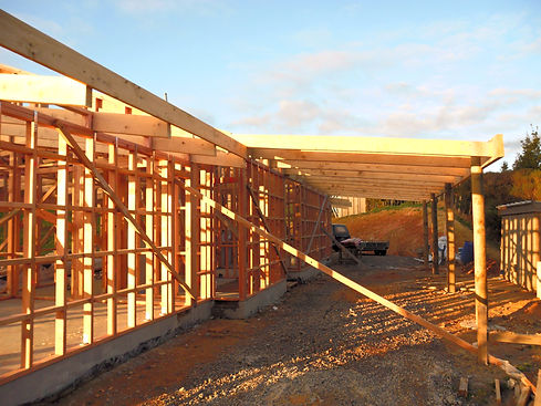 Timber framing for a custom build high end home. The client gives positive review about their eco friendly home.
