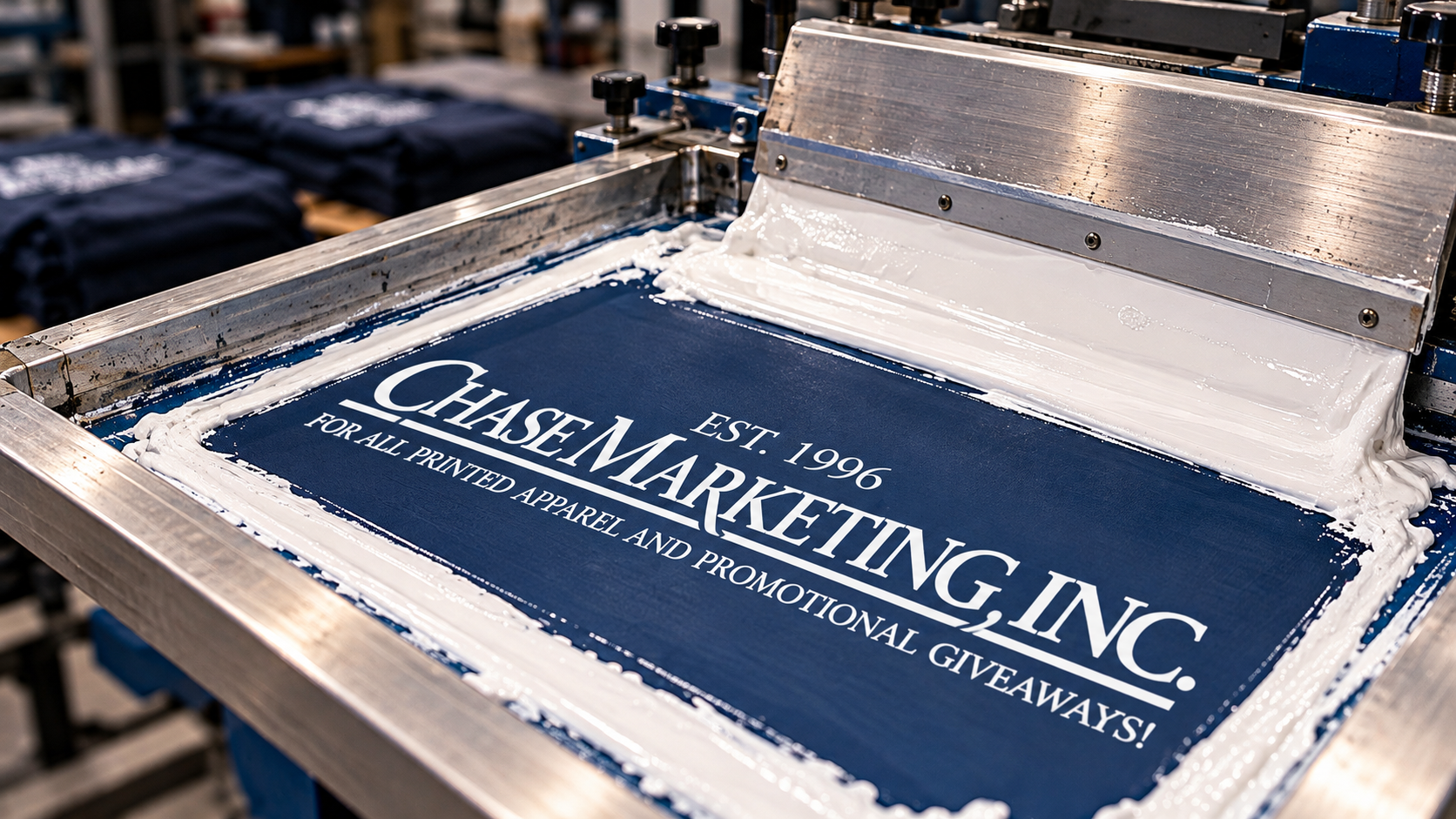 Chase Marketing screen printing apparel and equipment