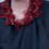 Thumbnail: Red Triple Mesh Statement Necklace on grey knitted top