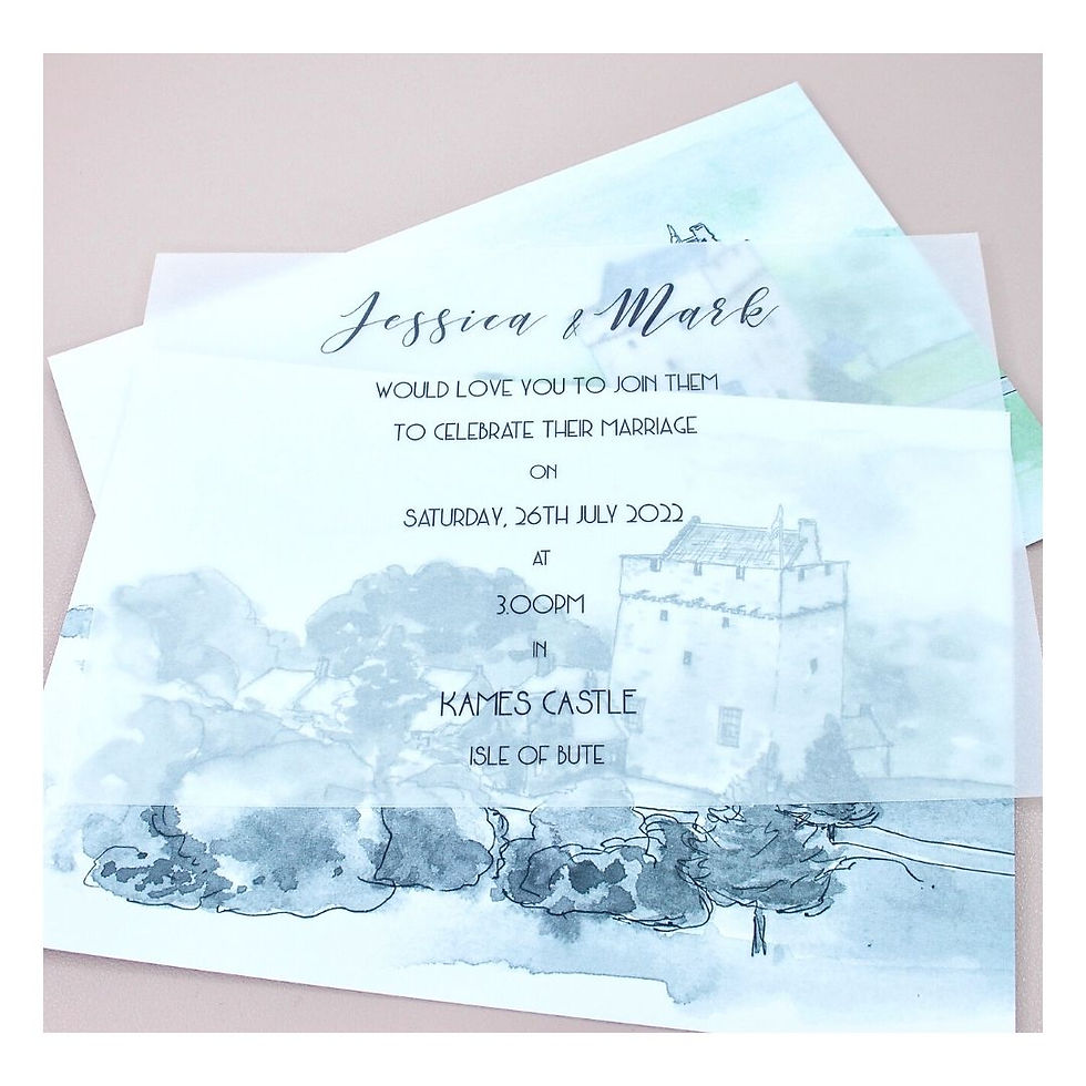 Kames Castle Wedding Invitations by AniMac Wedding