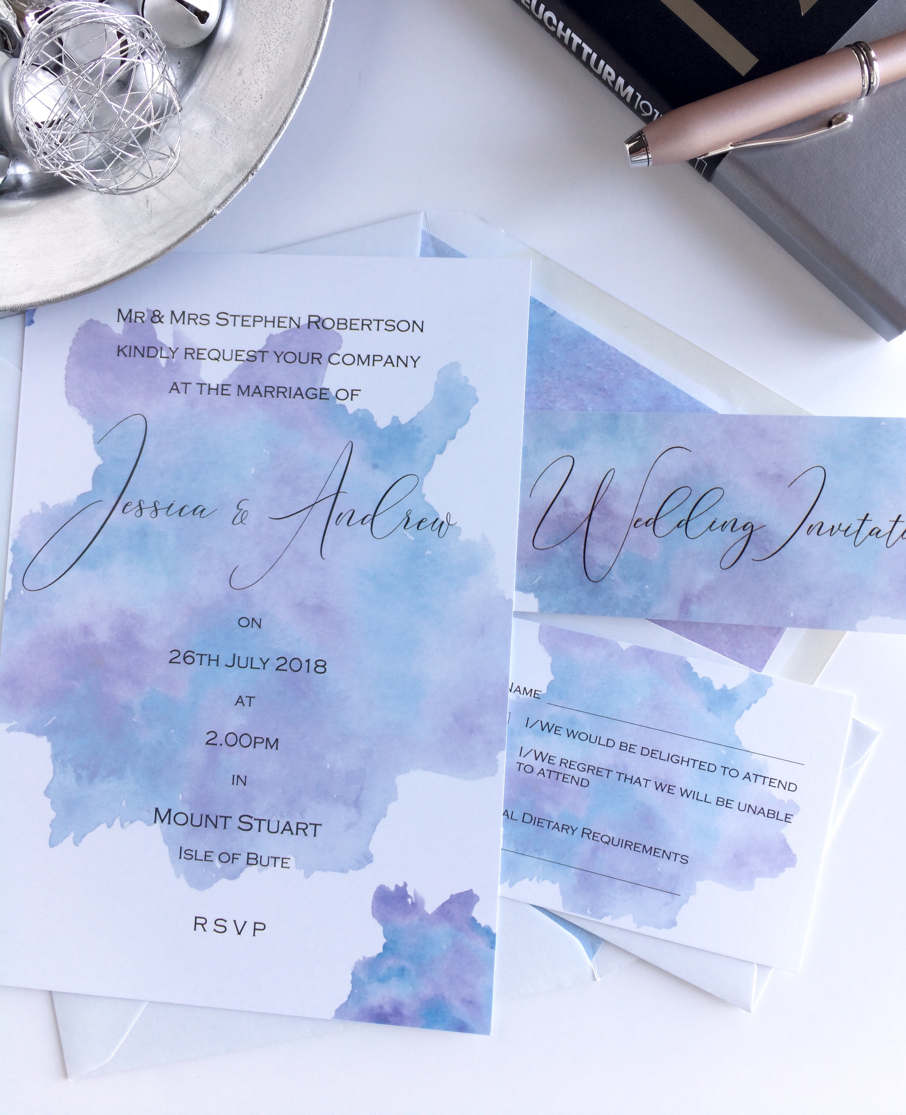 Watercolour Wedding Invitation Suite