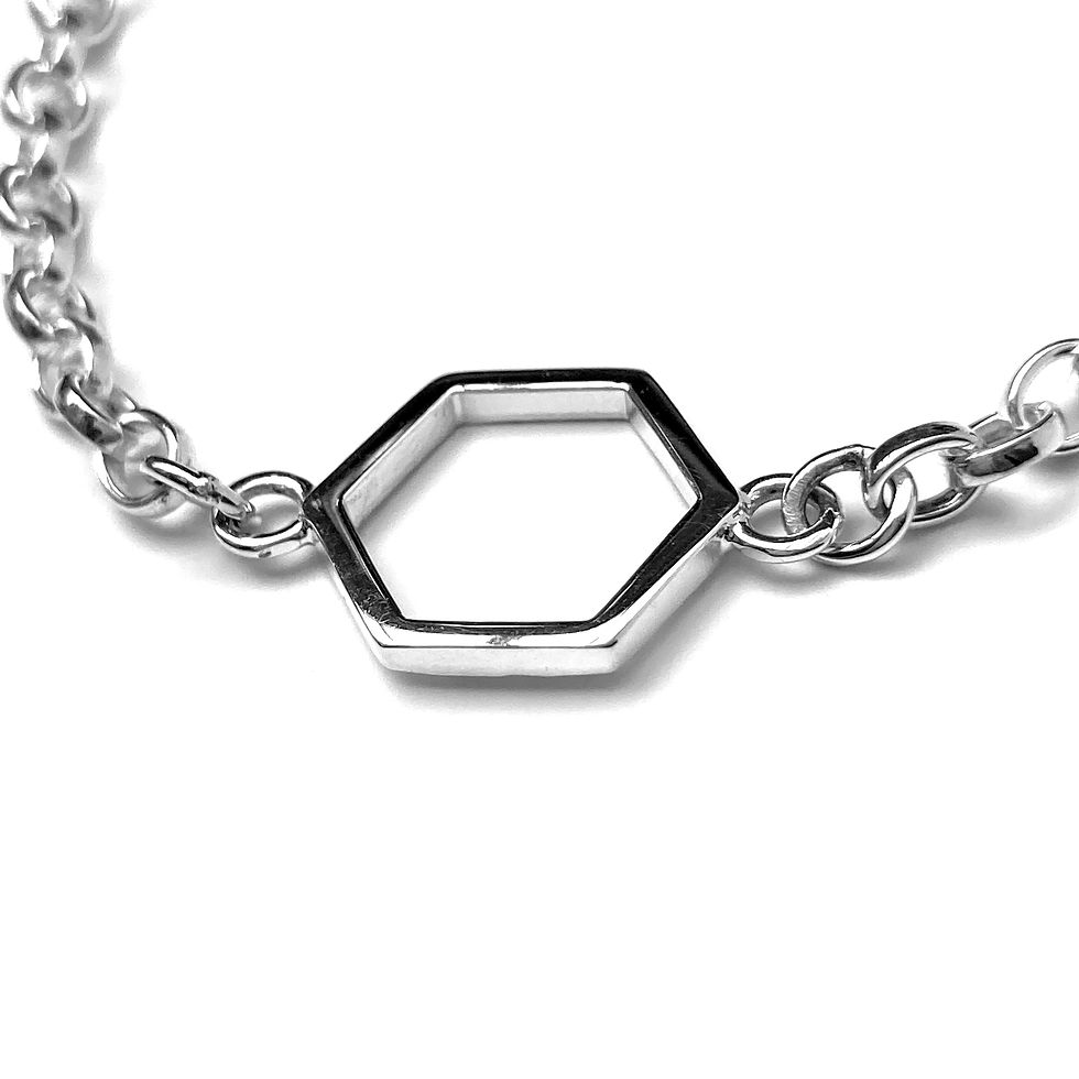 Thumbnail: BOMBUS Collection - Silver Hexagon Bracelet