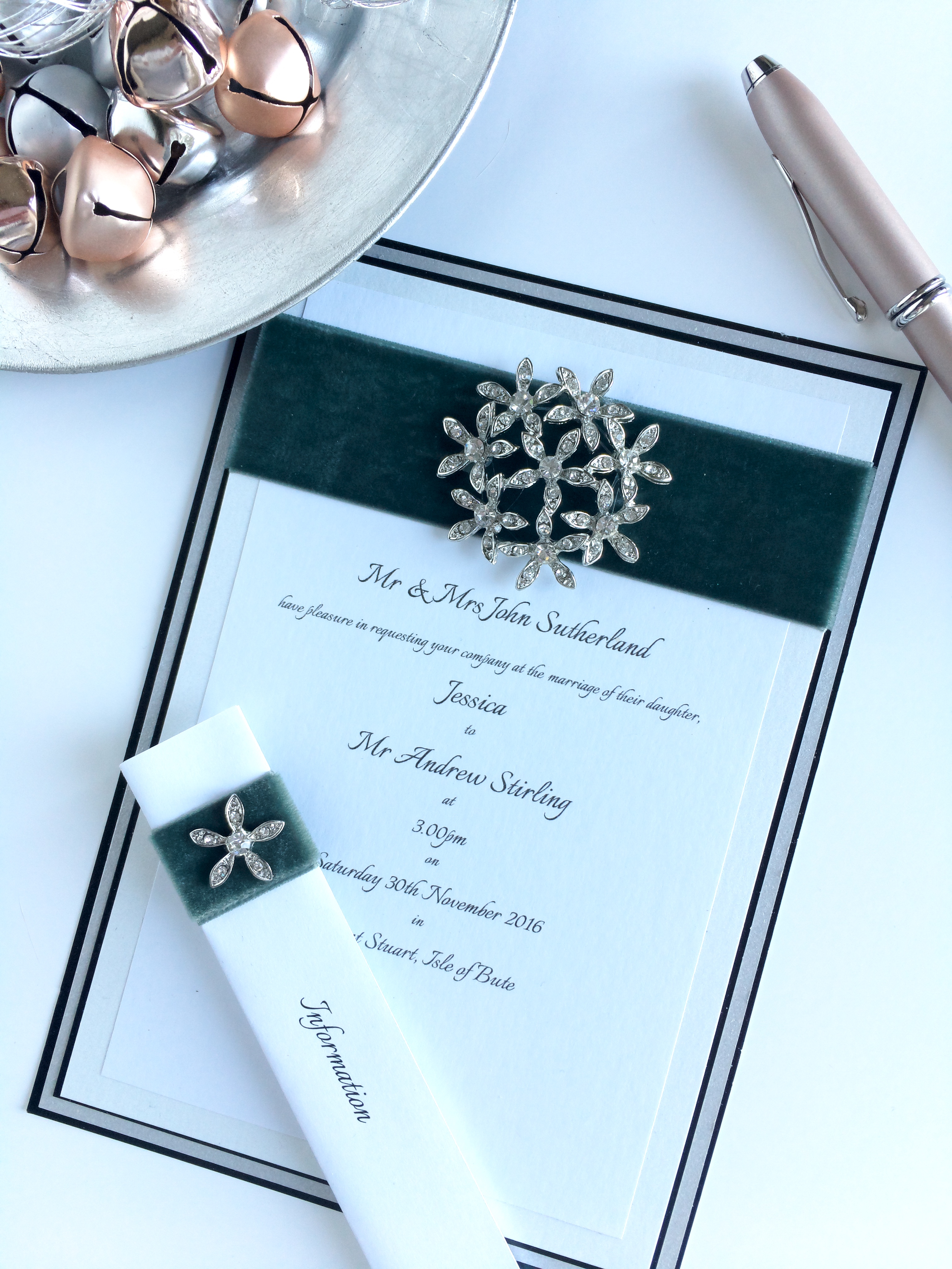 Velvet + Diamante Wedding Invitation