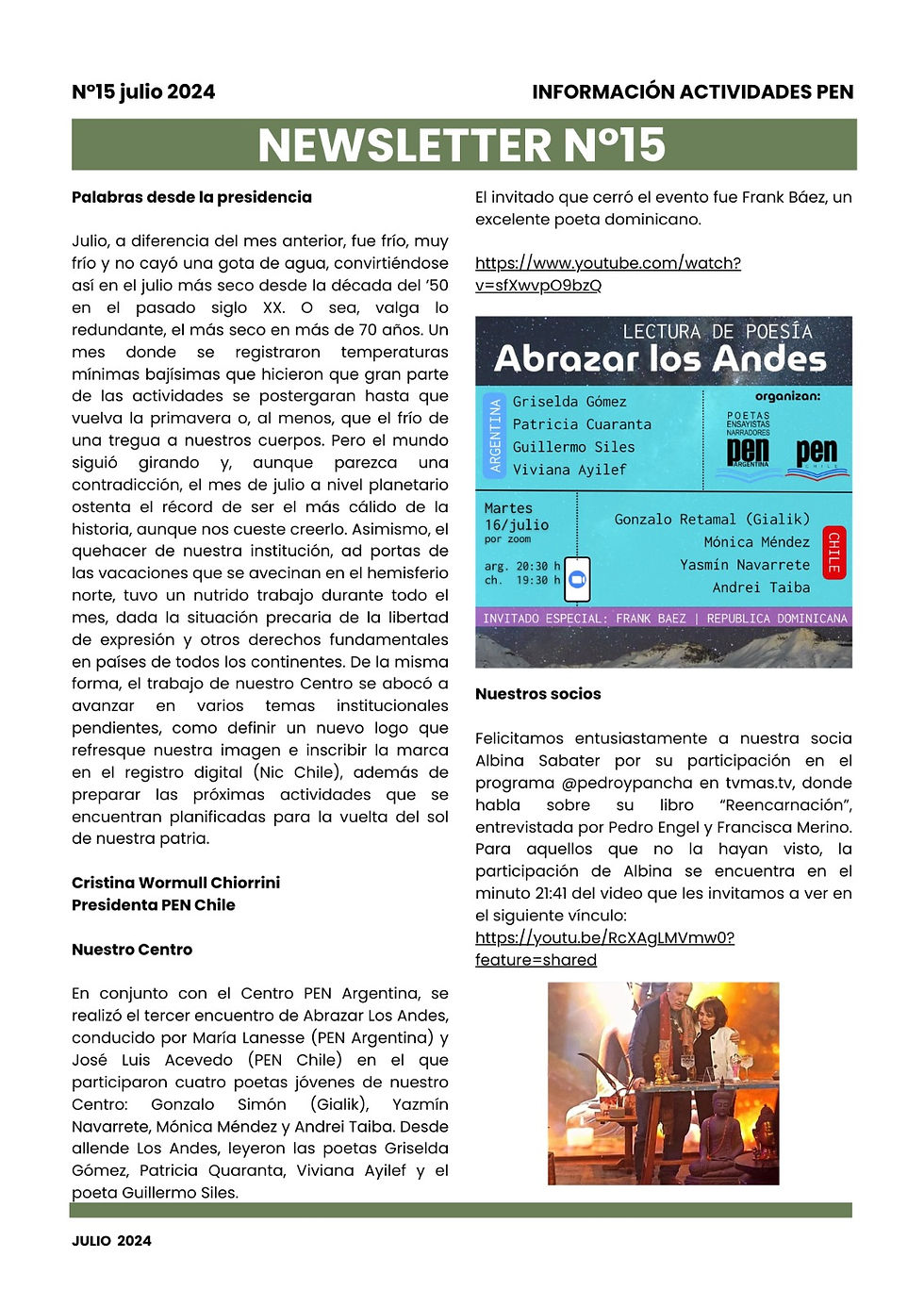 NEWSLETTER N°15