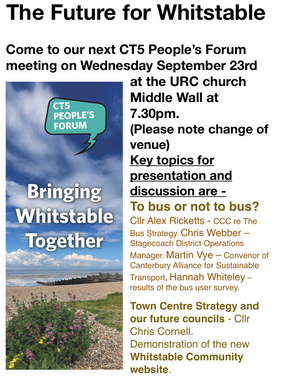CT5 People's Forum Meeting on September 23, 7.30pm at United Reform Church, Middle Wall