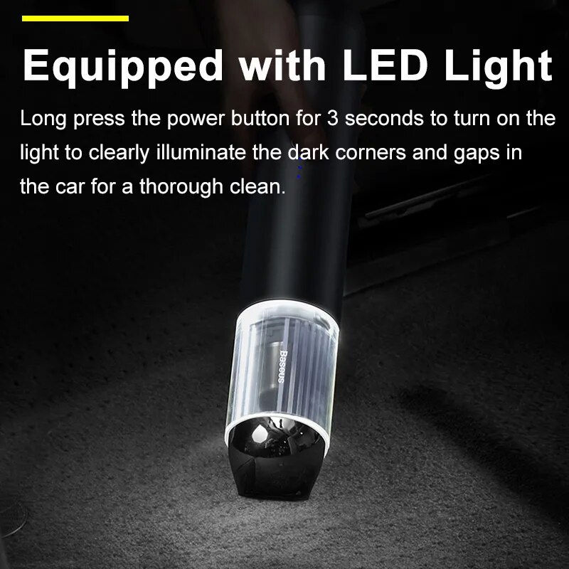 Thumbnail: 15000Pa Wireless Car Vacuum Cleaner 2-in-1 Suction Nozzle Blowpipe Handheld LED
