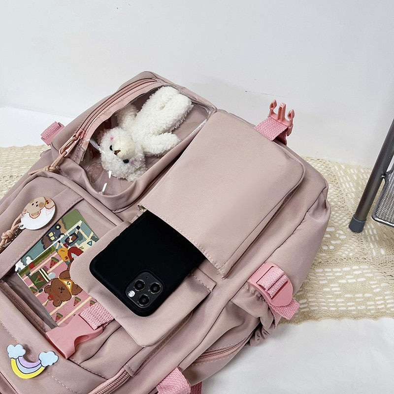 Thumbnail: Hustle-N-Rust Kawaii Multi-Pocket Waterproof Backpack: Cute Meets Practical