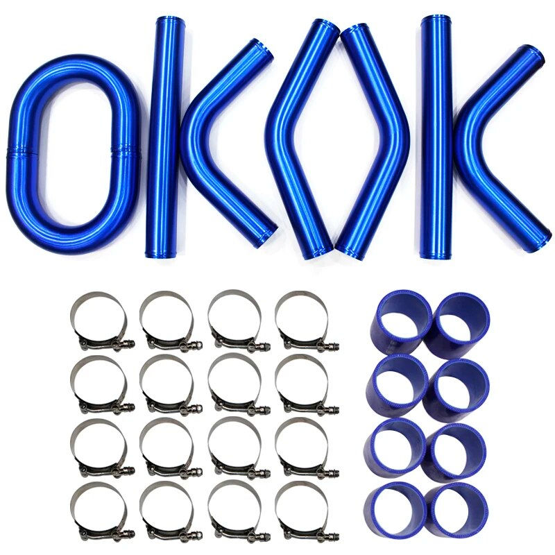 Thumbnail: DEFT Universal Aluminum 2.5" Intercooler Pipe Kit  8 PCS Pipes Clamp Coupler Kit
