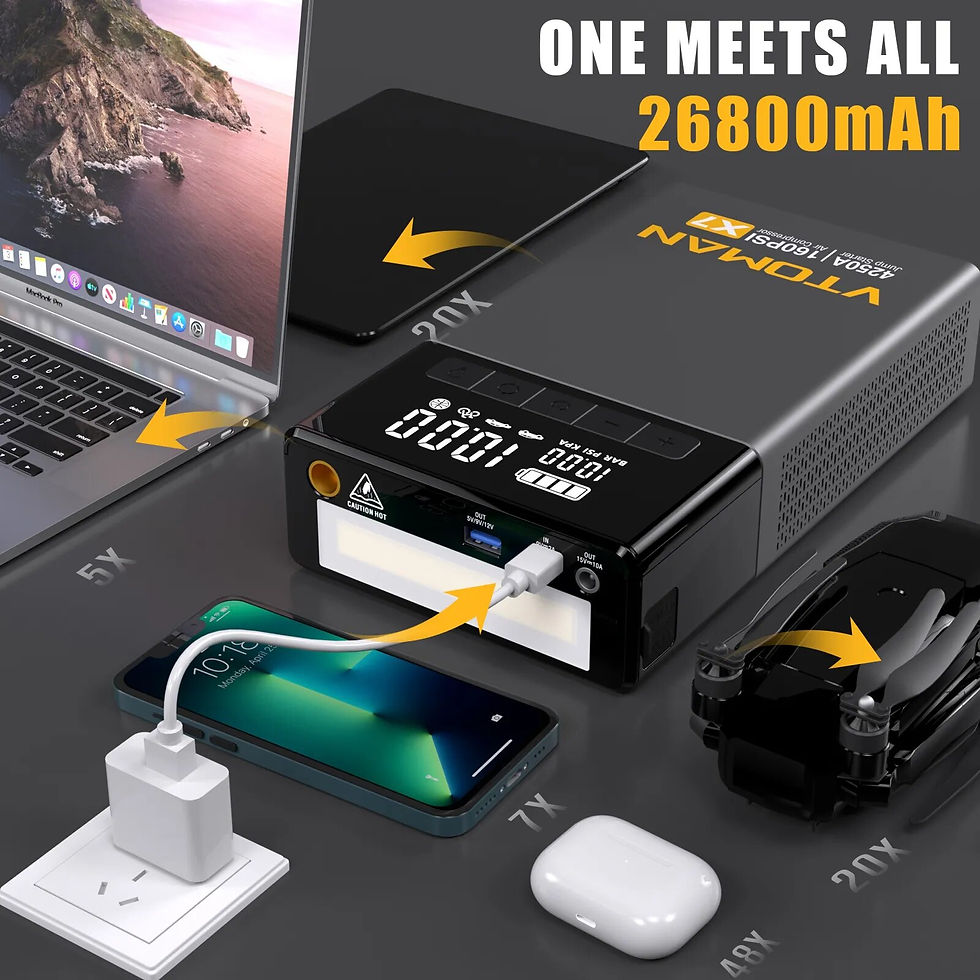 Thumbnail: Car Jump Starter 100PSI Air Compressor Power Bank Portable Battery Booster