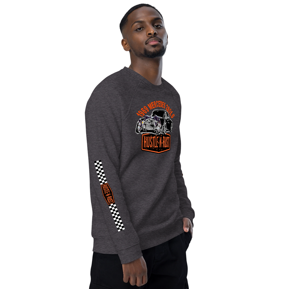 Thumbnail: Hustle-N-Rust Checker - Unisex organic raglan sweatshirt