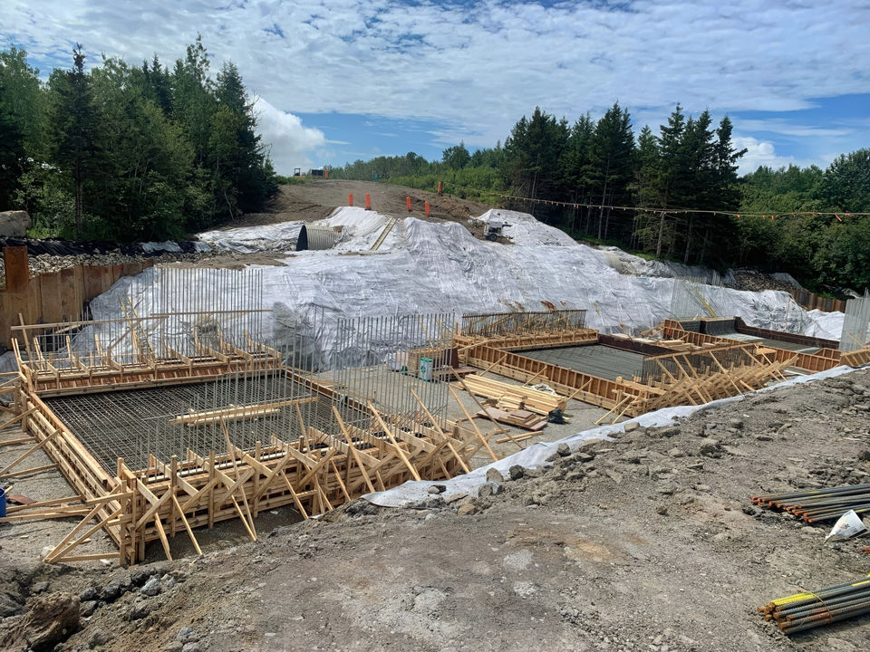 Construction site with visible rebar framework