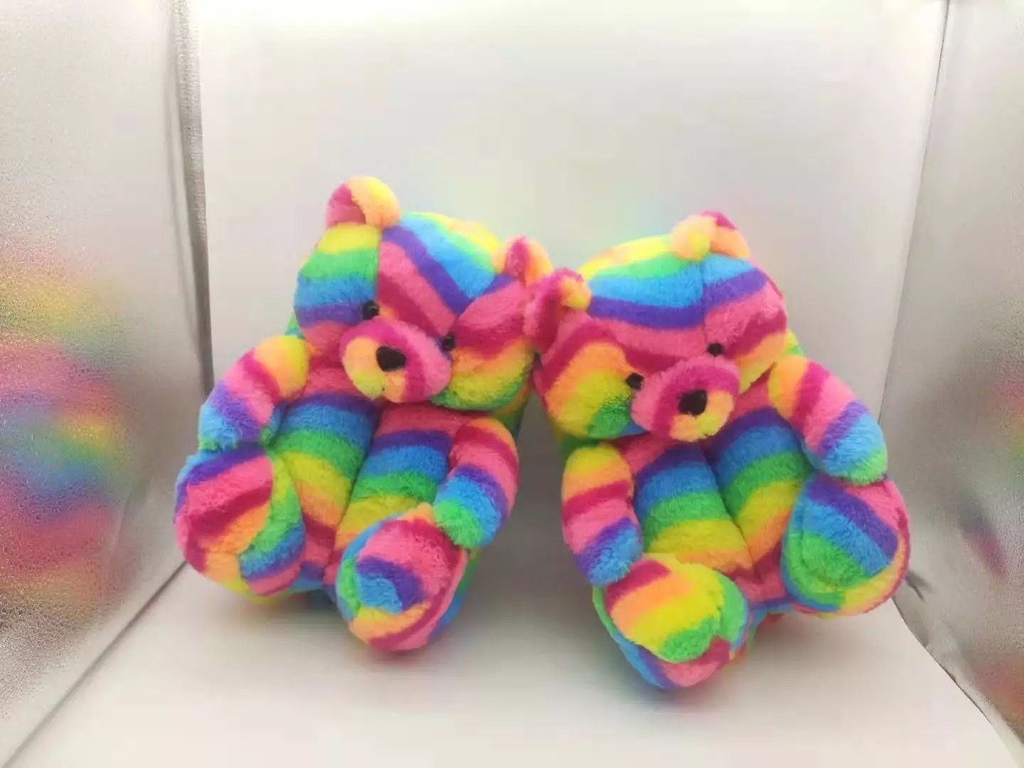 Rainbow Teddy Bear Slippers 