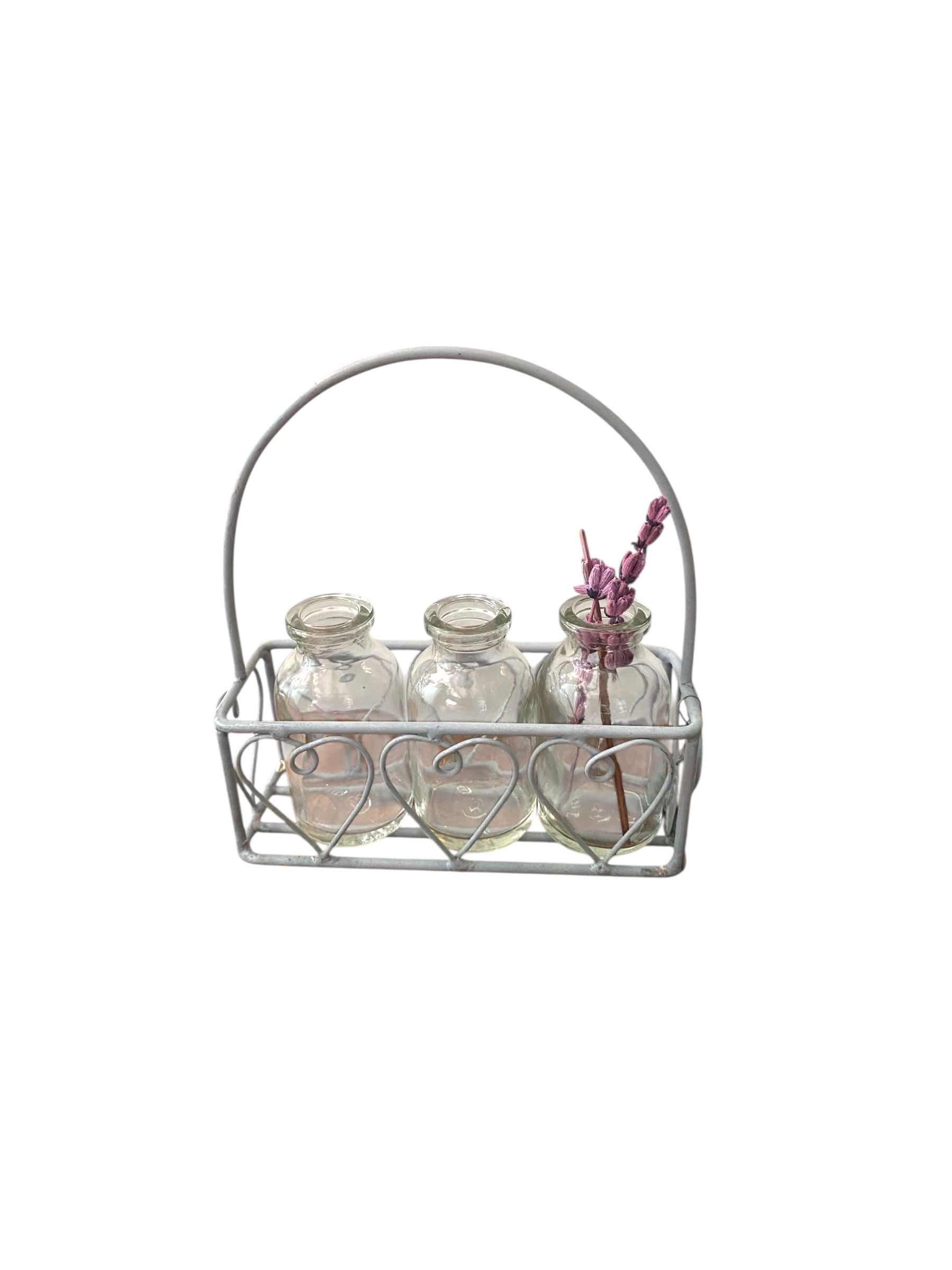 Drahtgestell mit Vasen