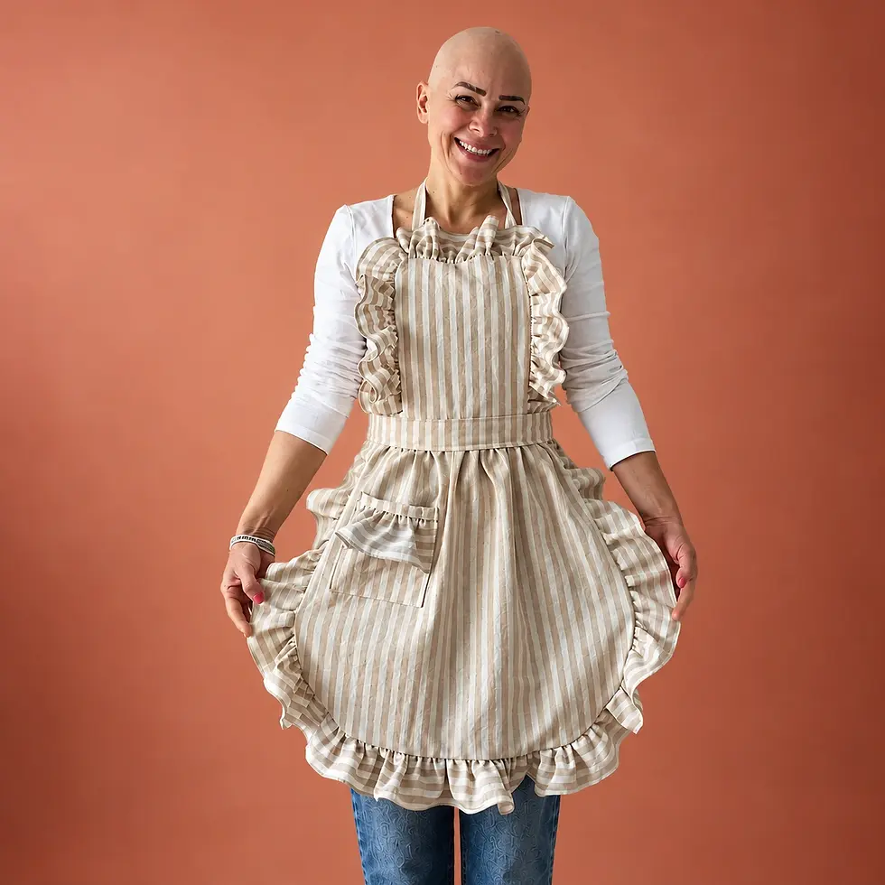 Mimi The Crafter Vintage Fırfırlı Çizgili Mutfak Önlüğü