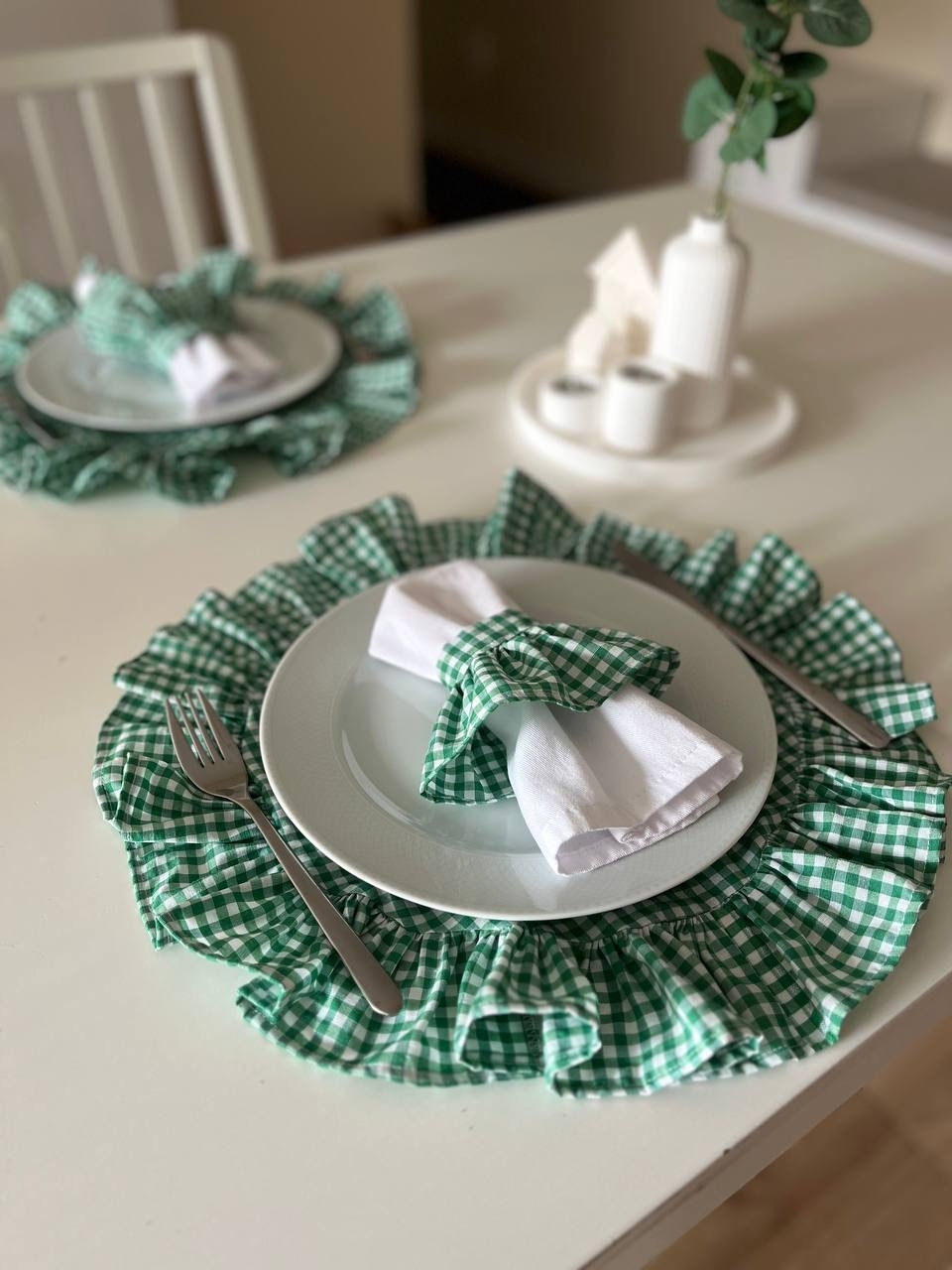 Küçük resim: Pötikare Yuvarlak Fırfırlı Servis 2’li takım