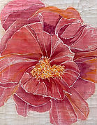 Deep Pink Peony 1000 14 X 18 x 1.5 Gold metal Acrylic Watercolor on Linen.jpg