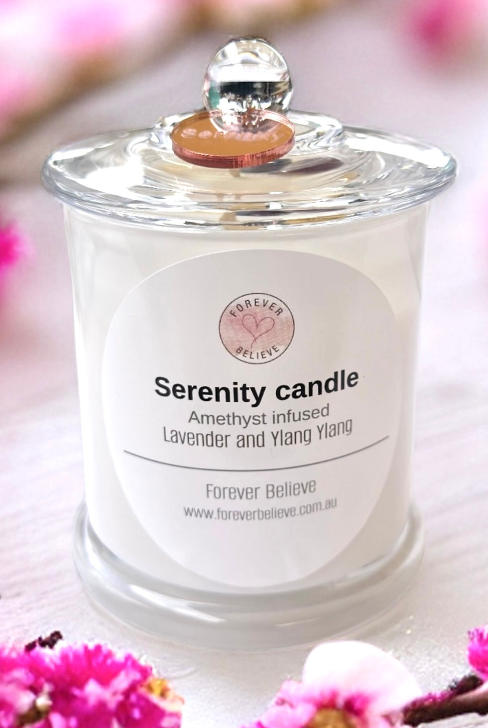 Serenity amethyst crystal candle