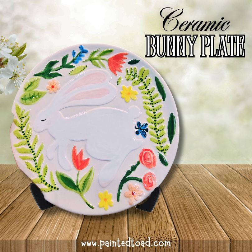 Ceramic Bunny & Flower Plate