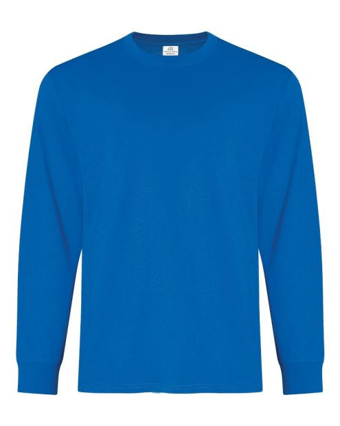Thumbnail: Plain blue long-sleeve t-shirt, front view, on white background.