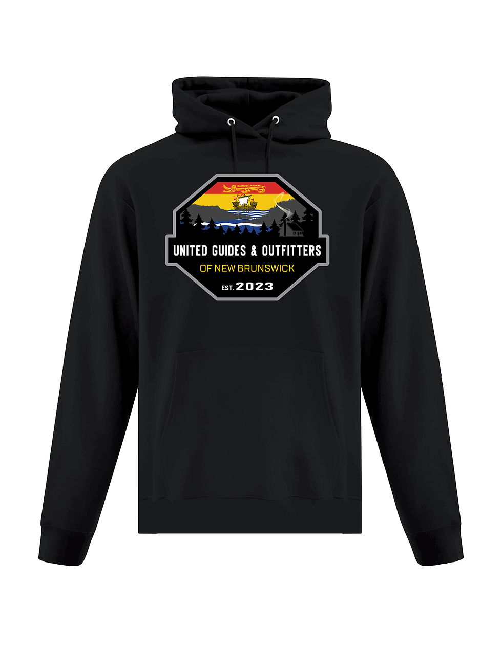 Thumbnail: Black hoodie with "UNITED GUIDES & OUTFITTERS OF NEBRASKA 2023" logo.