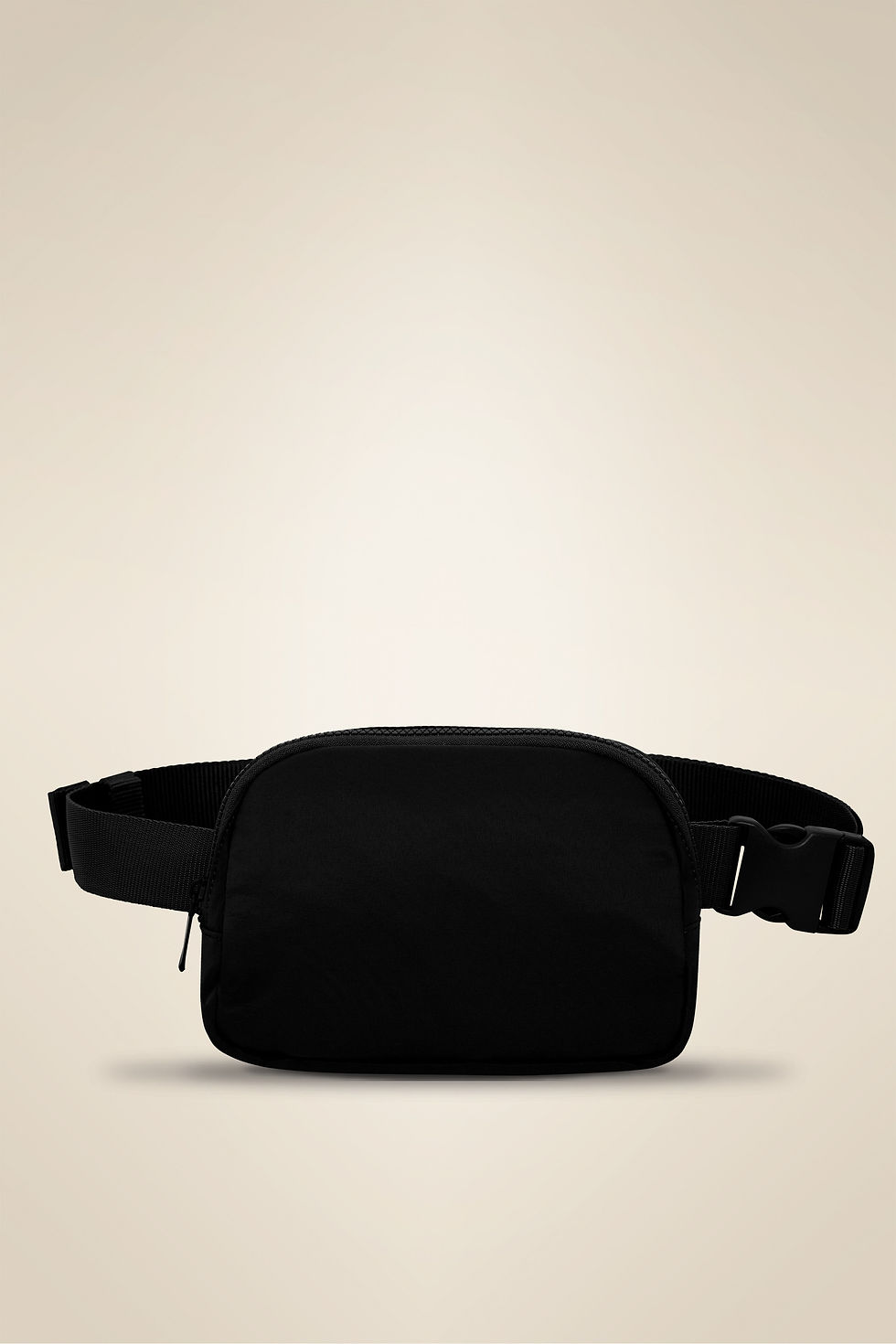 Thumbnail: Simple black fanny pack with adjustable strap and buckle closure.