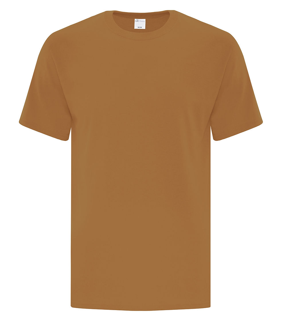 Thumbnail: Plain short-sleeved caramel brown t-shirt, simple and comfortable design.