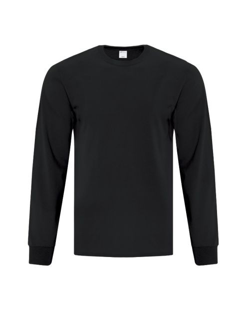 Thumbnail: Plain black long-sleeved shirt on white background.
