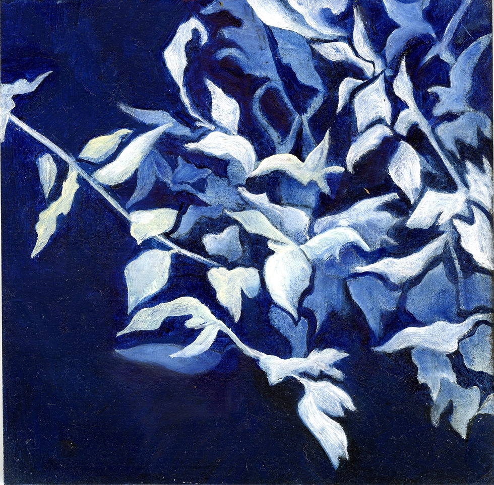 Blue Window Leaves