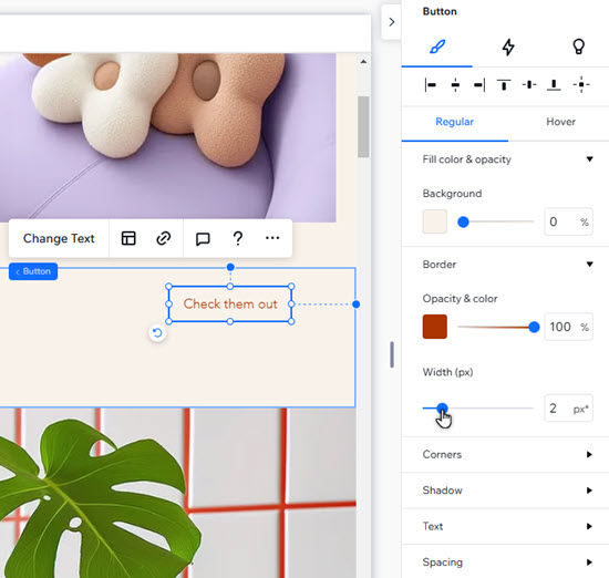 An example of the styles available in Wix Studio