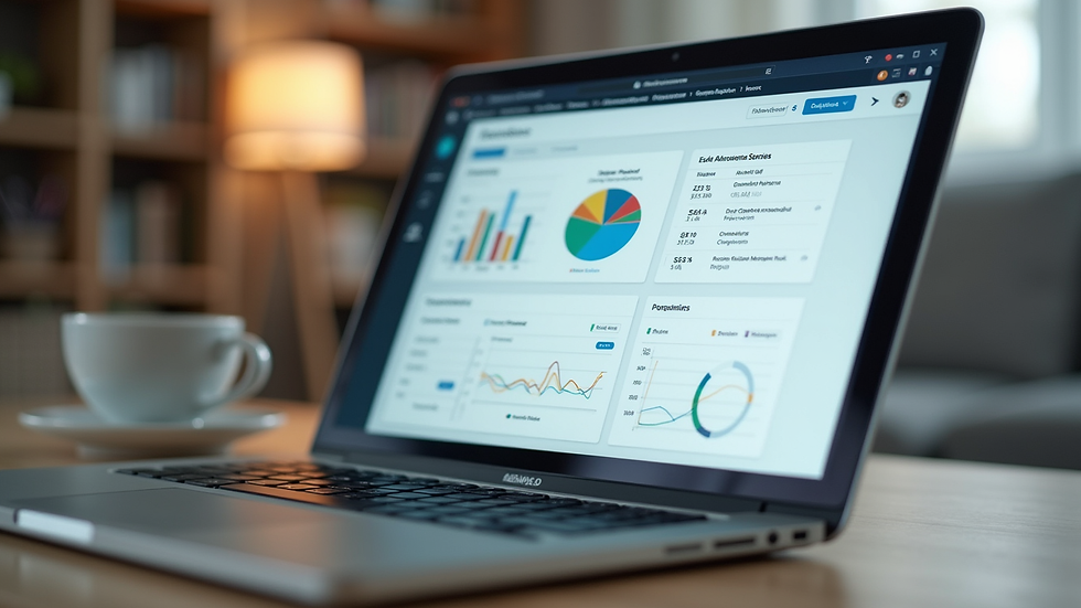 Close-up view of a laptop screen showing an online educational management dashboard
