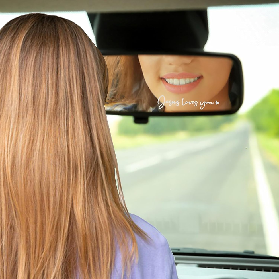 Thumbnail: 3X Jesus Love You Rear View Mirror Sticker, Rearview Mirror Decal with Heart Car