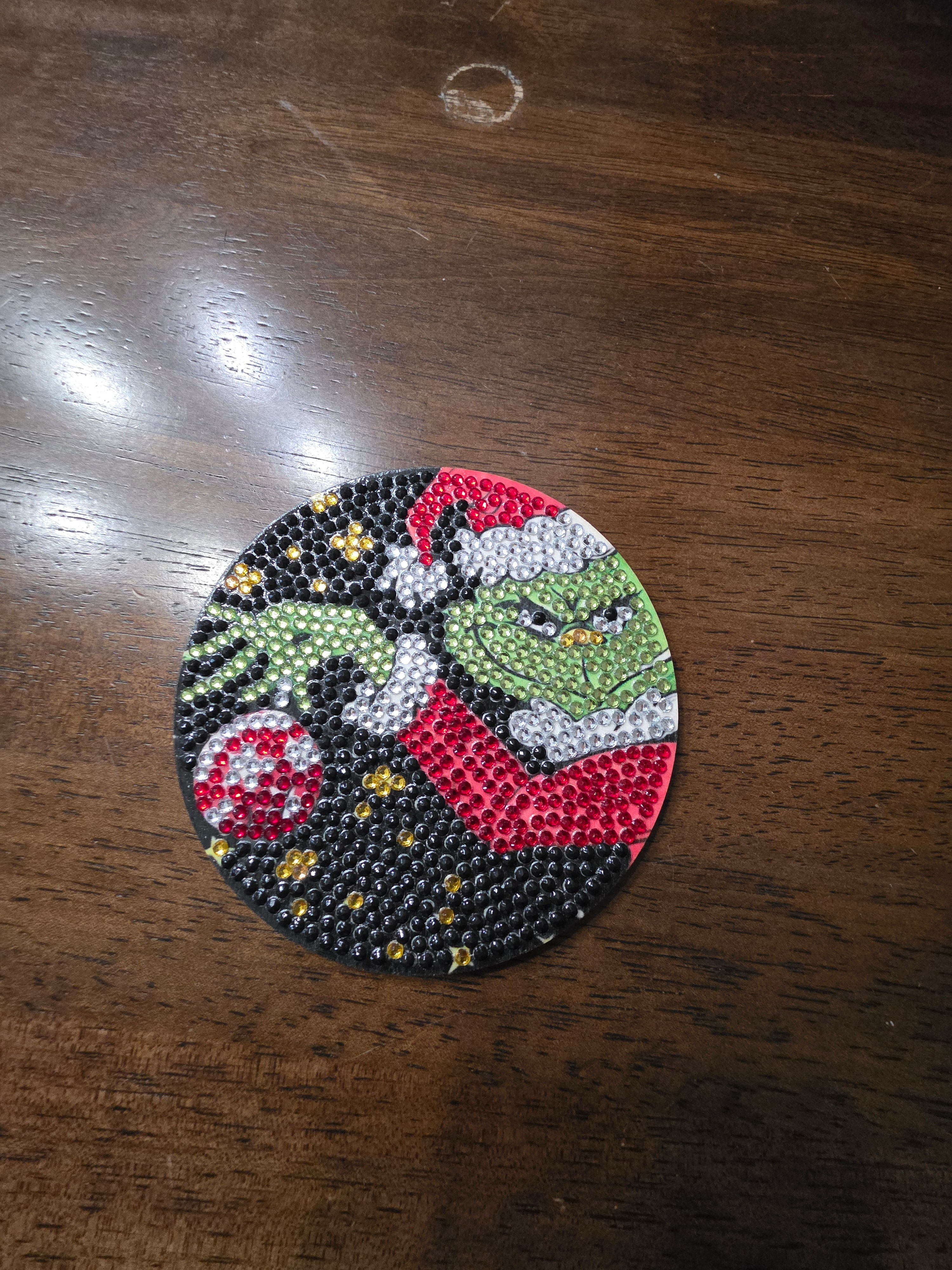Completed and Sealed Diamond Art Grinch Coaster Set