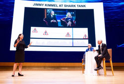 Pitching to Kevin O'Leary during the SharkTank x Harvard pitch competition in Cambridge, Massachuset
