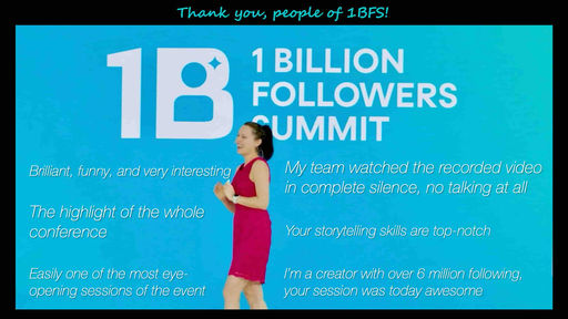 Feedback received on my talk at 1BFS 1 Billion Followers Summit in Dubai in 2026: Brilliant, funny, and very interesting The highlight of the whole conference Easily one of the most eye-opening sessions of the event My team watched the recorded video in complete silence, no talking at all Your storytelling skills are top-notch I'm a creator with over 6 million following, your session was today awesome