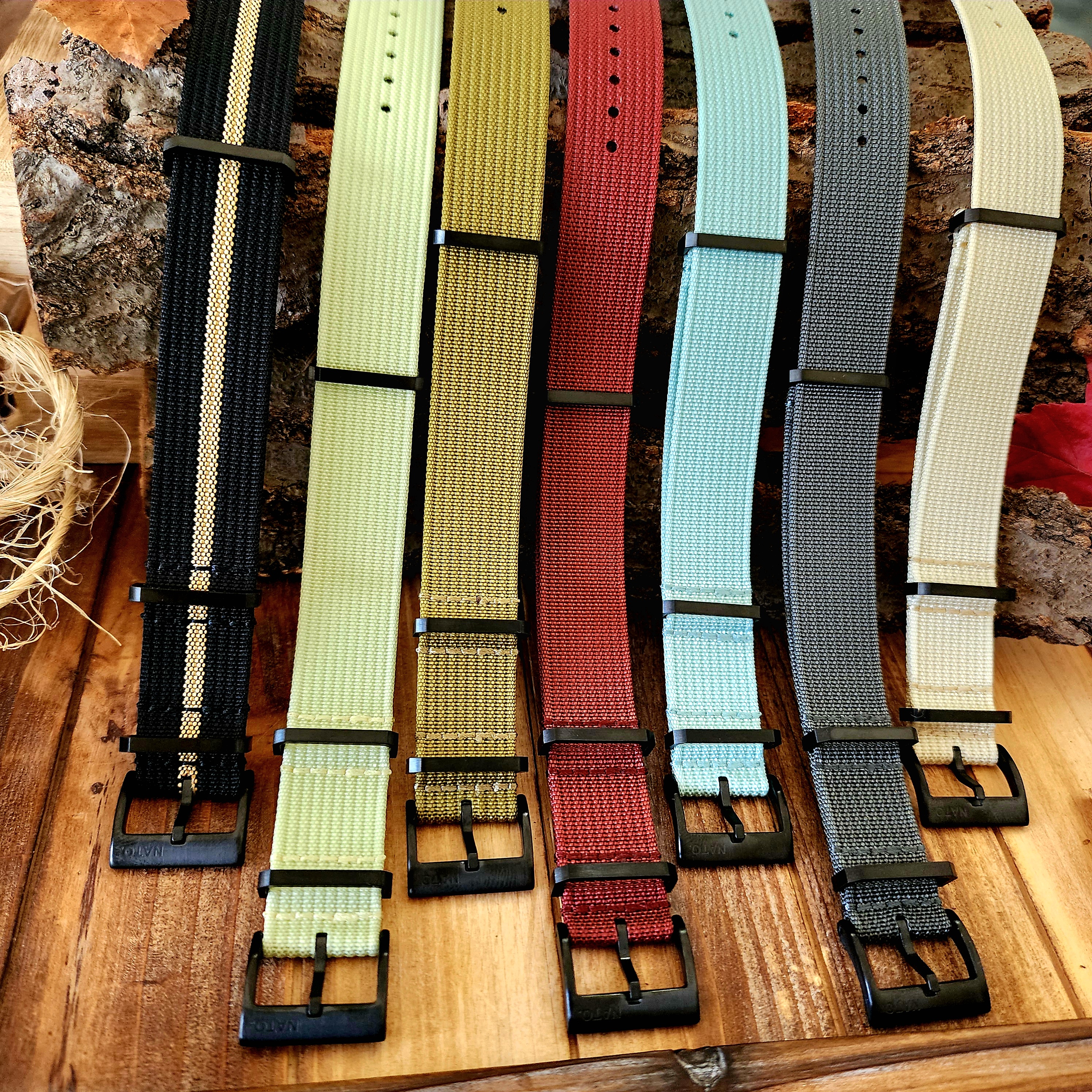 NATO strap Ribbed Fall Colors PVD Buckles Heavy Duty Water